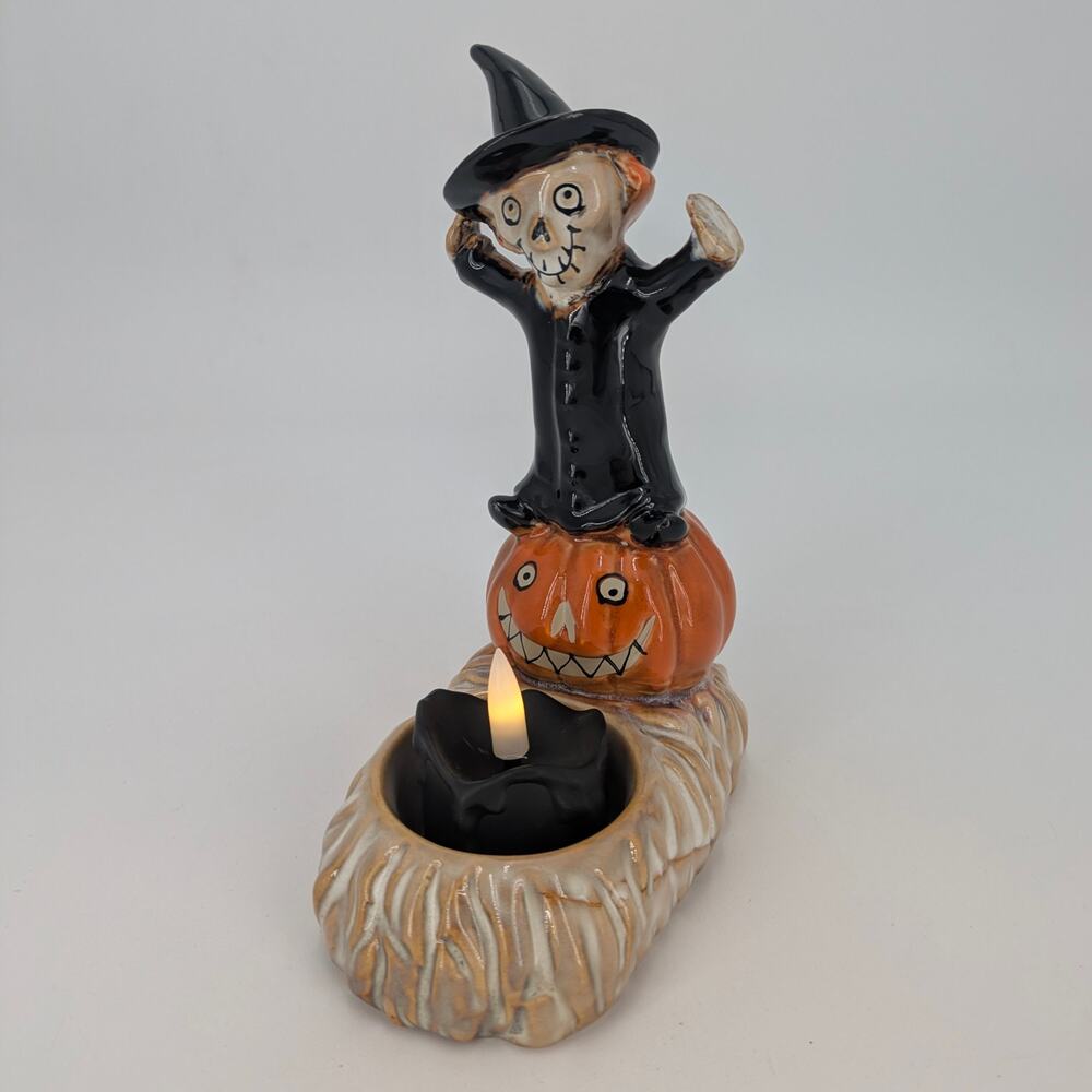 Lil Skeleton Witch Halloween Tealight Candle Holder - Yankee Candle Boney Bunch